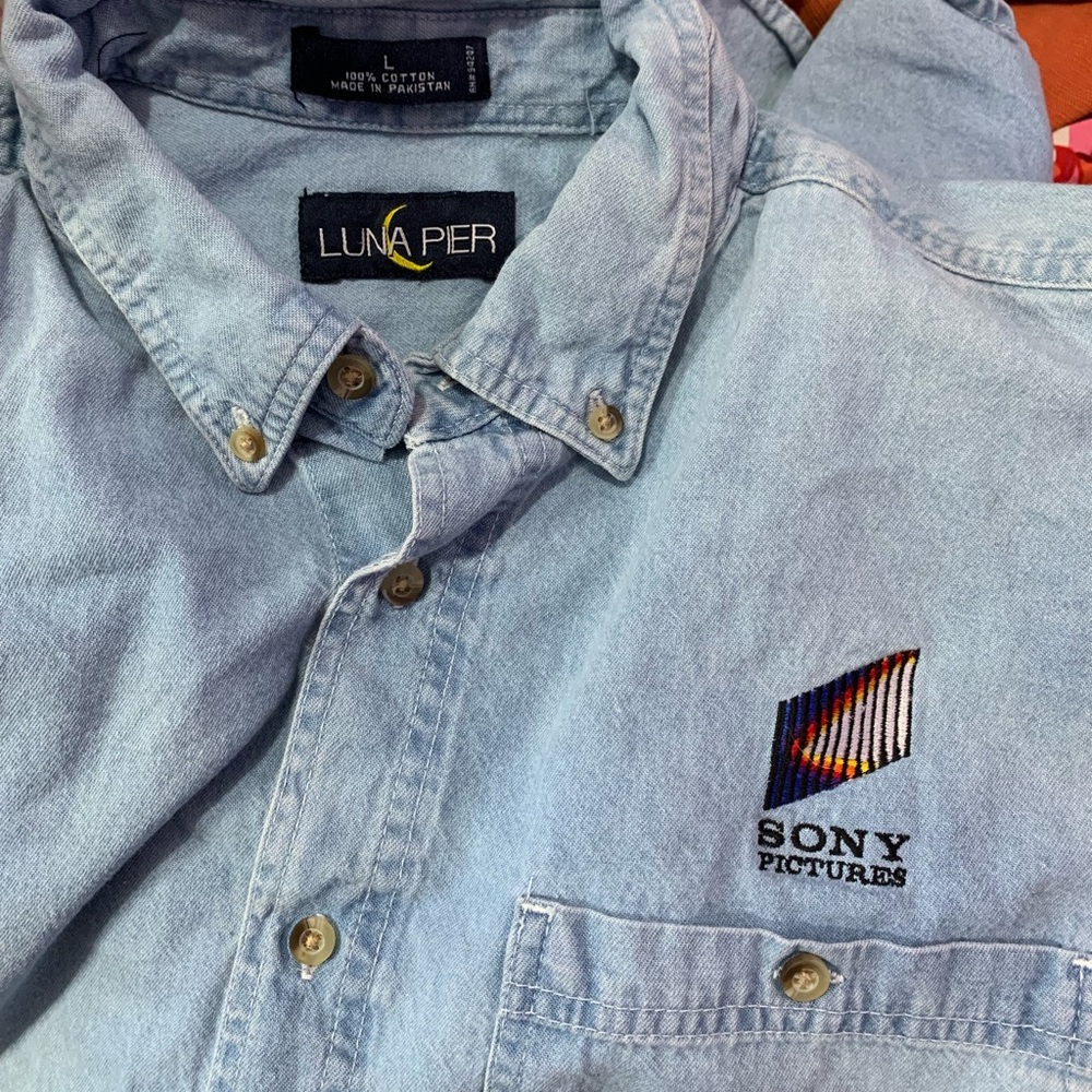 Sony denim button up, size L